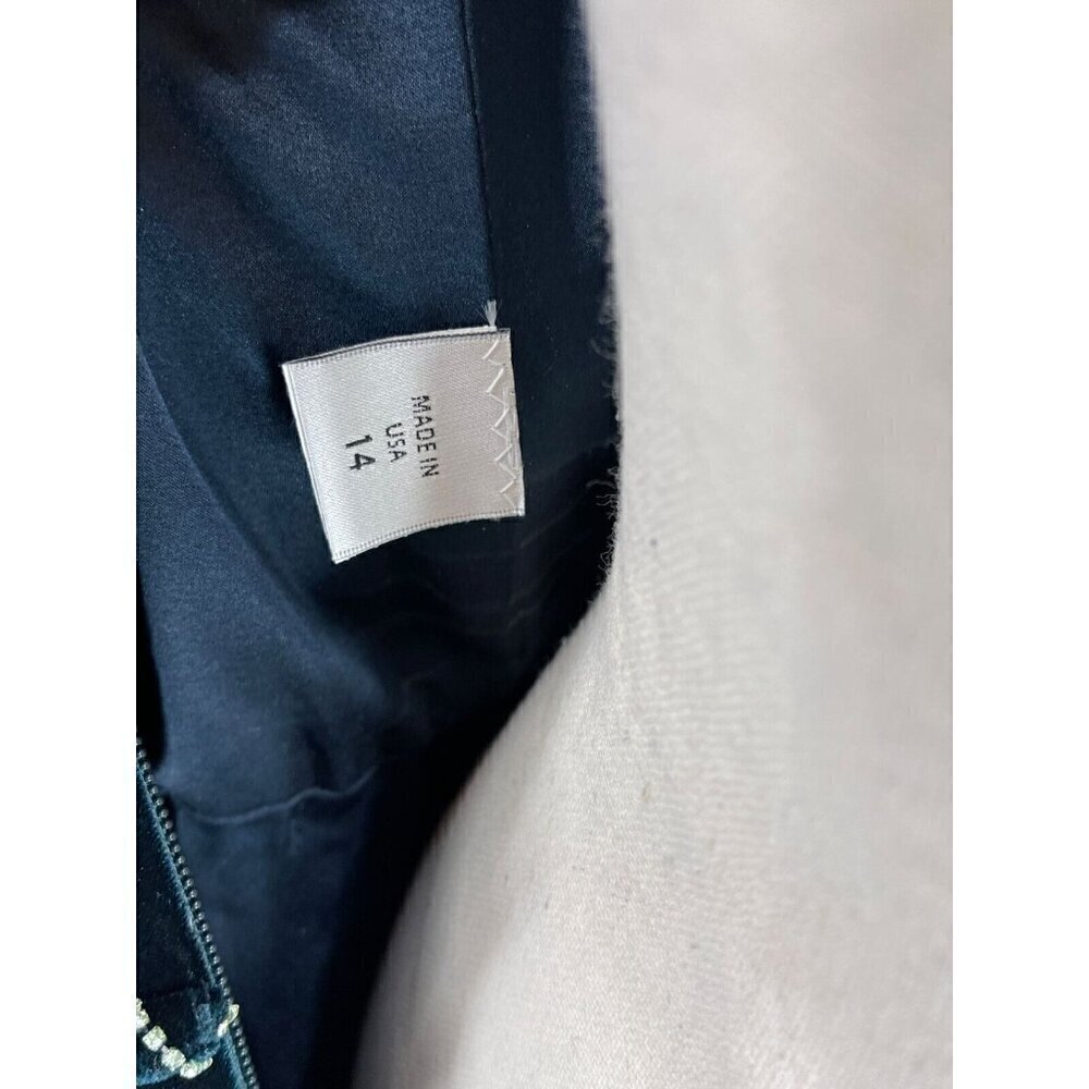 $4295 Monique Lhuillier 14 Plunging Crystal embellished Velour Gown elegant - Picture 12 of 14